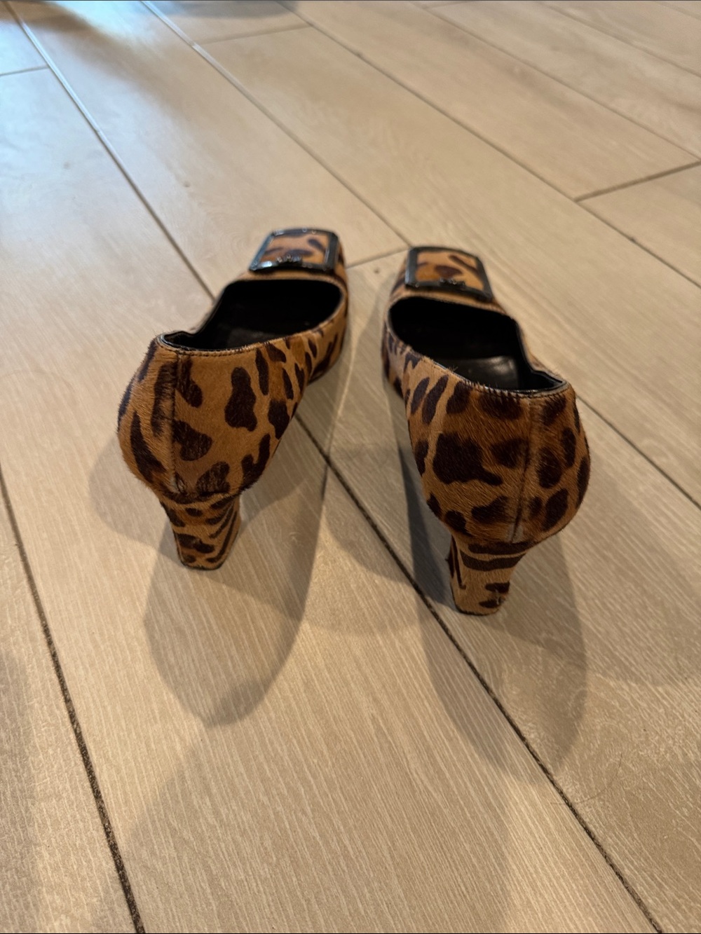 Prada Leopard-Print Pony Hair Pumps with Buckle - Picture 4 of 5